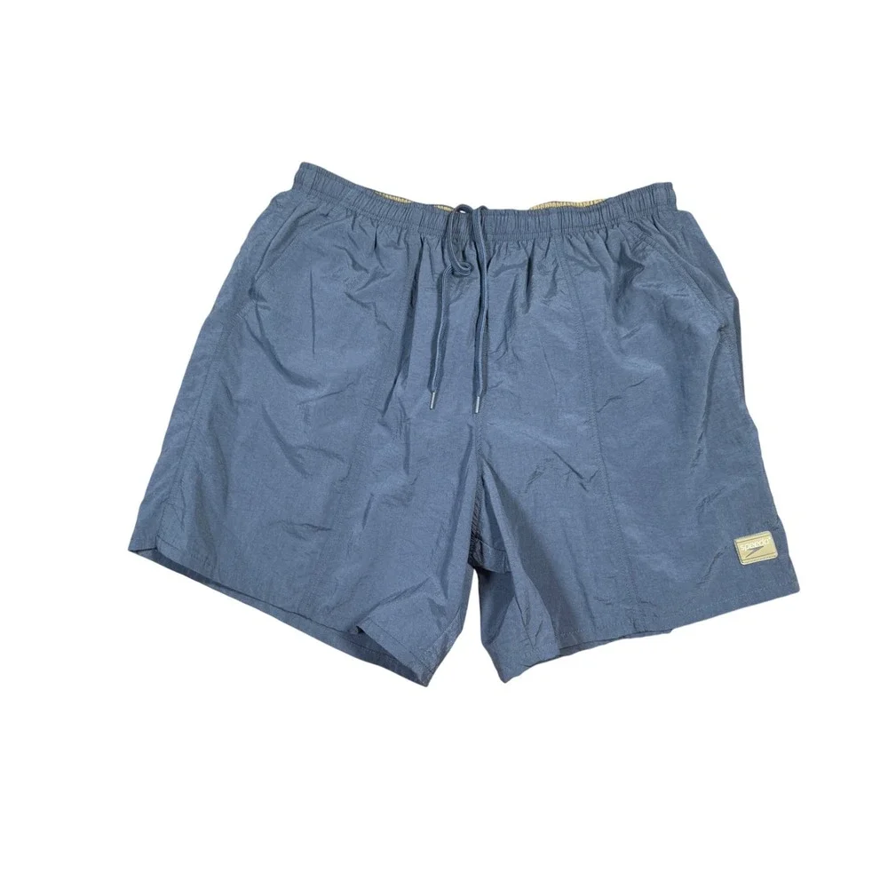 Speedo Mens XL Blue Nylon Swim Trunks Shorts Drawstring‎ Lightweight